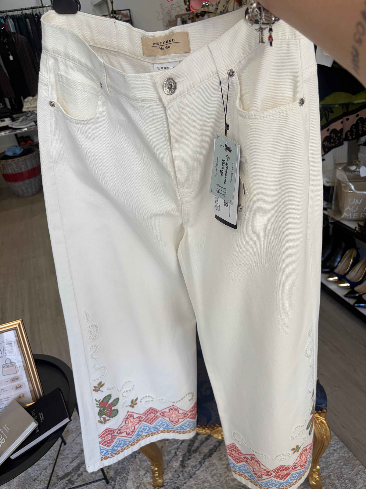 Pantalón Wide Leg Con Bordado MaxMara