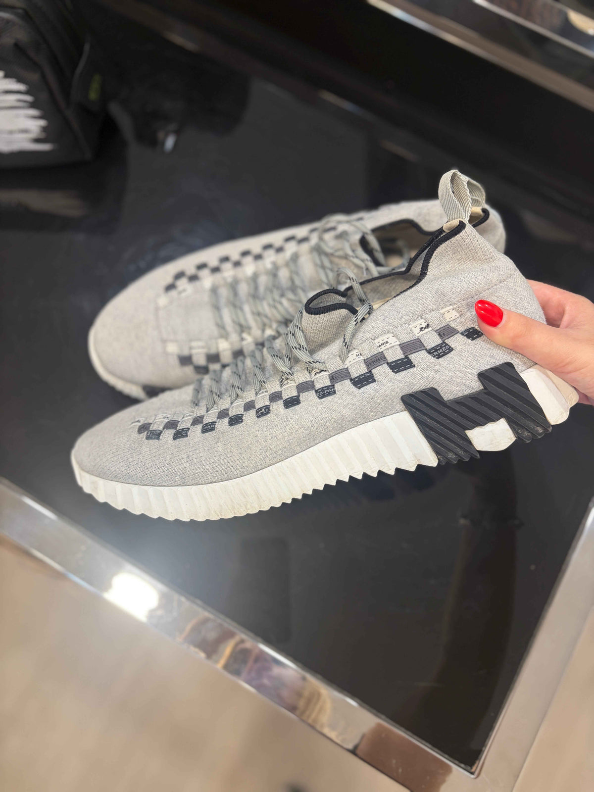 Tenis Hermès Tela Gris