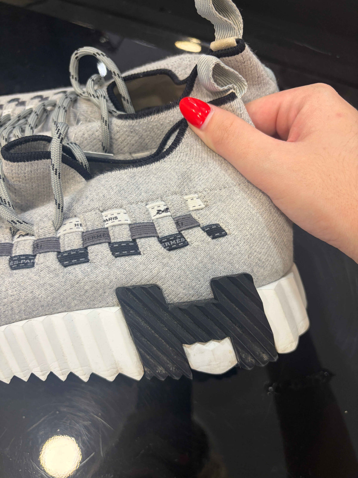 Tenis Hermès Tela Gris